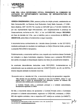 Recurso Administrativo - Impetrante: VEREDA