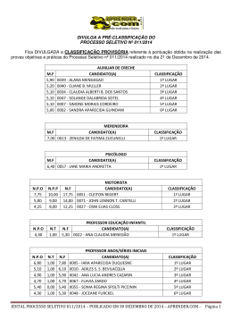 EDITAL PROCESSO SELETIVO 011/2014