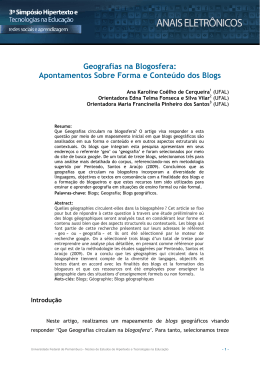 Apontamentos Sobre Forma e Conte&uacute;do dos Blogs