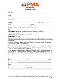 1 objeto: aquisi&ccedil;&atilde;o de botij&atilde;o e carga de g&aacute;s