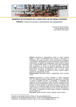 INGRESSO DE ESTUDANTE DE CLASSE POPULAR NO ENSINO