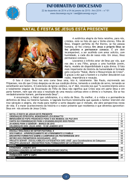 INFORMATIVO DIOCESANO - Diocese S&atilde;o Jos&eacute; dos Pinhais