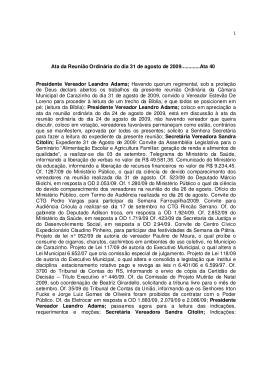 1 Ata da Reuni&atilde;o Ordin&aacute;ria do dia 31 de agosto de 2009.............Ata