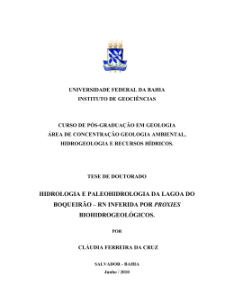 hidrologia e paleohidrologia da lagoa do boqueir&atilde;o &ndash; rn