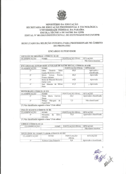 Resultado interno - Escola Técnica de Saúde da UFPB