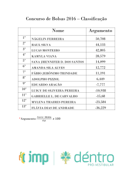 Concurso de Bolsas 2016 &ndash; Classifica&ccedil;&atilde;o Nome