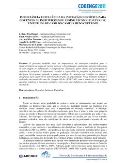 import&acirc;ncia e influ&ecirc;ncia da inicia&ccedil;&atilde;o cient&iacute;fica para