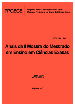 Anais da II Mostra do Mestrado em Ensino em Ciências Exatas