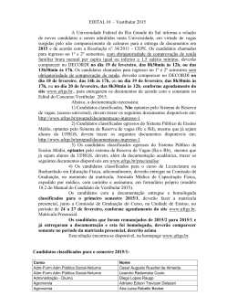 EDITAL 01 &ndash; Vestibular 2015 A Universidade Federal do Rio