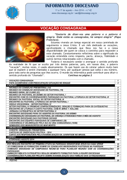 INFORMATIVO DIOCESANO - Diocese S&atilde;o Jos&eacute; dos Pinhais
