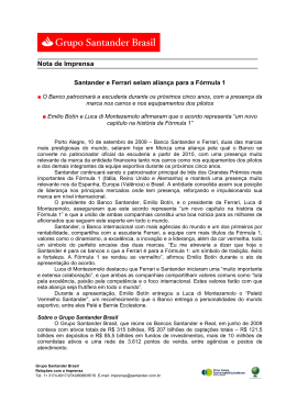 10.09 - Santander e Ferrari selam alian&ccedil;a para a F&oacute;rmula 1