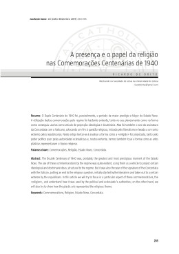 A presen&ccedil;a e o papel da religi&atilde;o nas Comemora&ccedil;&otilde;es Centen&aacute;rias