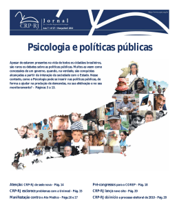 Psicologia e pol&iacute;ticas p&uacute;blicas - CRP-RJ
