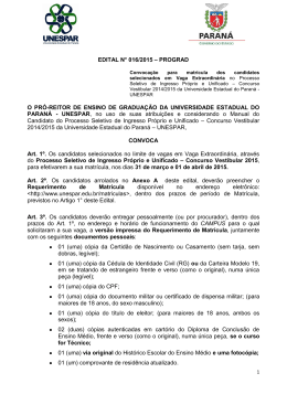 EDITAL N&deg; 016/2015 &ndash; PROGRAD O PR&Oacute;-REITOR DE