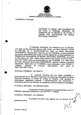 Conv&ecirc;nio 04/07 - trt 14&ordf; regi&atilde;o