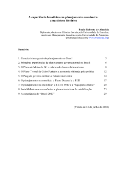 A experi&ecirc;ncia brasileira em planejamento econ&ocirc;mico