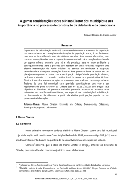 Algumas considera&ccedil;&otilde;es sobre o Plano Diretor dos munic&iacute;pios e sua