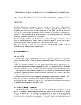 PROPOSTA DE PLANO DE NEG&Oacute;CIOS PARA - PUC-Rio