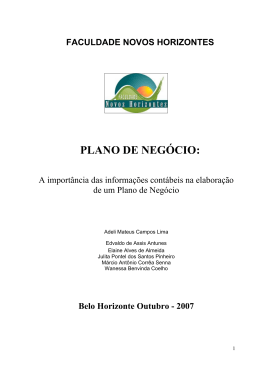 plano de neg&oacute;cio - Faculdade Novos Horizontes