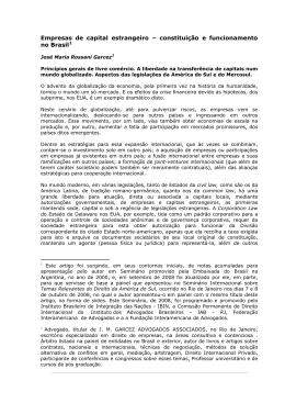 Empresas de capital estrangeiro &ndash; constitui&ccedil;&atilde;o e