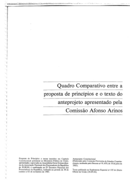 Quadro Comparativo entre a proposta de principios e o