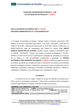 FUB ATA DE REGISTRO DE PREÇOS Nº 1178/2014 EDITAL DE