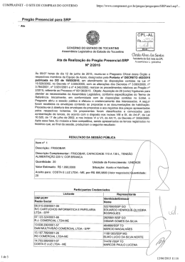 Licita&ccedil;&atilde;o n&ordm; 001/2015 - Assembleia Legislativa do Estado do