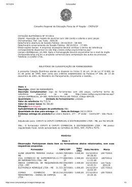 CREF4/SP COTAÇÃO ELETRÔNICA Nº 57/2014 Objeto: Aquisição