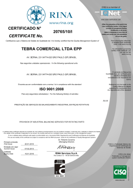 20765/10/I TEBRA COMERCIAL LTDA EPP CERTIFICATE No