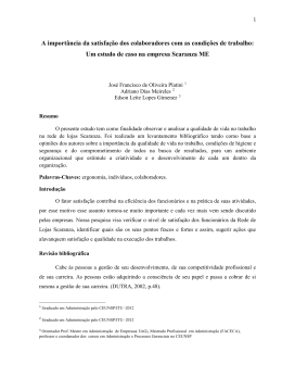 A import&acirc;ncia da satisfa&ccedil;&atilde;o dos colaboradores com as condi&ccedil;&otilde;es