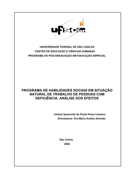 PROGRAMA DE HABILIDADES SOCIAIS EM SITUAÇÃO