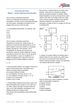 Exercícios de Física Óptica – Lentes Esféricas