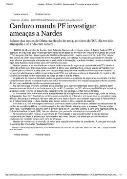 Cardozo manda PF investigar ameaças a Nardes