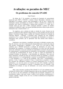 Avaliação: os pecados do MEC