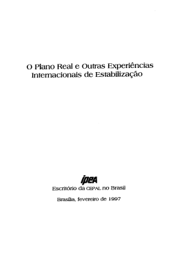 O Plano Real e Outras Experiências Internacionais de Estabilização