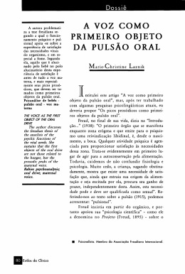 A VOZ COMO PRIMEIRO OBJETO DA PULS&Atilde;O ORAL