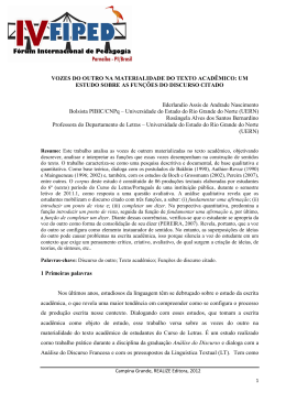 VOZES DO OUTRO NA MATERIALIDADE DO TEXTO ACAD&Ecirc;MICO