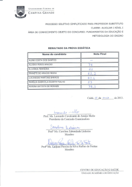 Resultado Prova Did&aacute;tica - Universidade Federal de Campina Grande