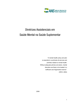 Diretrizes Assistenciais em Sa&uacute;de Mental na Sa&uacute;de Suplementar