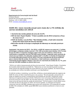 AUDI AG: novo recorde anual com mais de 1,74 milhão de carros