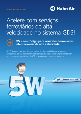 Acelere com serviços ferroviários de alta velocidade no sistema GDS!