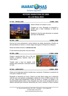 ROTEIRO MARATONA DE LIMA 15 a 23 Maio 2015