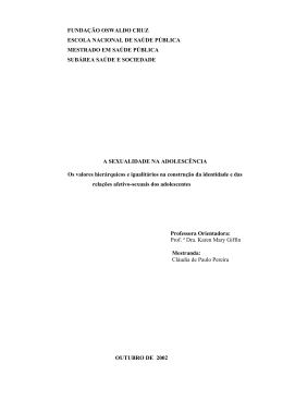 A SEXUALIDADE NA ADOLESC&Ecirc;NCIA - Arca