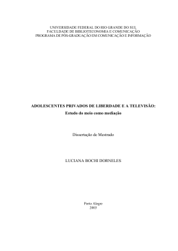 ADOLESCENTES PRIVADOS DE LIBERDADE E A TELEVISÃO