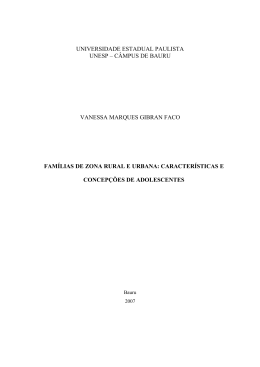 FAM&Iacute;LIAS DE ZONA RURAL E URBANA: CARACTER&Iacute;STICAS E