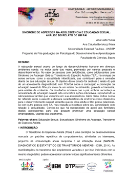 SÍNDROME DE ASPERGER NA ADOLESCÊNCIA E EDUCAÇÃO