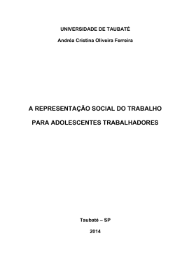 a representação social do trabalho para adolescentes