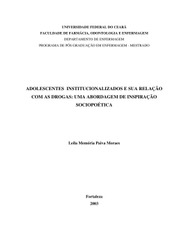 Adolescentes institucionalizados e sua relacao com as drogas