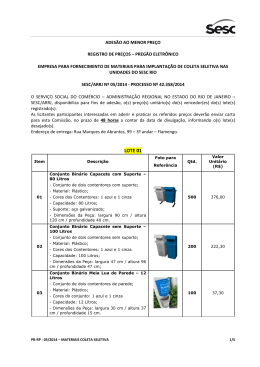 Aquisi&ccedil;&atilde;o de Materiais para Implanta&ccedil;&atilde;o de Coleta Seletiva