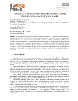 SIMULA&Ccedil;&Atilde;O NUM&Eacute;RICA DO ESCOAMENTO EM UMA CAVIDADE